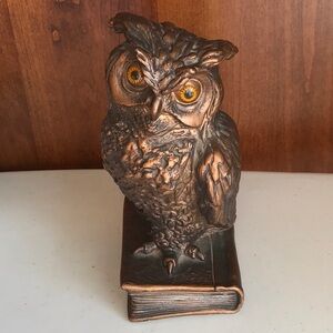 1963 Heavy Owl Composite Bookend Glass Like Eyes Universal Statuary Chicago